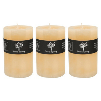 Nicola Spring Round Vanilla Pillar Candles - 110 Hours - Cream - Pack Of 3 - image 1