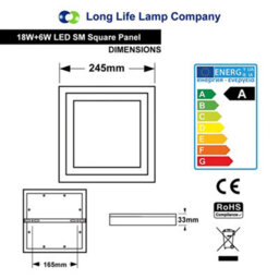Long Life Lamps Company 18W Recessed Led Square Ring Panel Green - thumbnail 2