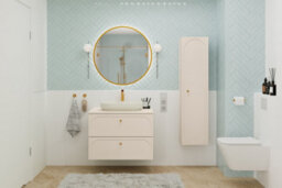 Impact Furniture Bathroom Vanity Unit 600mm Wall Sink Cabinet Floating Milled Drawers Beige Gold Luxury Retro Donna - thumbnail 9
