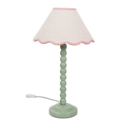Valuelights Bobbles Sage Green Bobbin Table Lamp With Pink Trim Scallop Shade - thumbnail 2