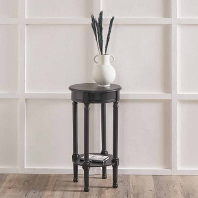 Pacific Lifestyle Heritage Round Black Wood Round Accent Table - image 1