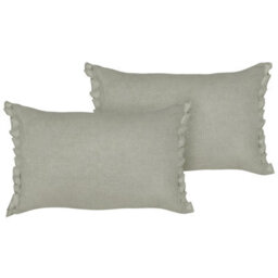 Beliani Set Of 2 Decorative Cushions Sassafras Linen 30 X 45 Cm Light Grey Solid