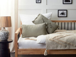 Beliani Set Of 2 Decorative Cushions Sassafras Linen 30 X 45 Cm Light Grey Solid - thumbnail 2