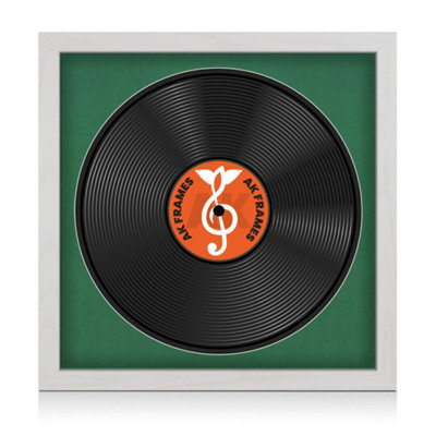 "16X16"" White Ash Modern Vinyl Record Frame With Emerald Mount For 12 Inch Lp Disc - Ak Frames" - image 1