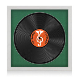 "16X16"" White Ash Modern Vinyl Record Frame With Emerald Mount For 12 Inch Lp Disc - Ak Frames"