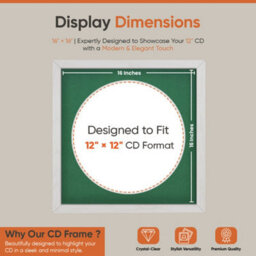 "16X16"" White Ash Modern Vinyl Record Frame With Emerald Mount For 12 Inch Lp Disc - Ak Frames" - thumbnail 2
