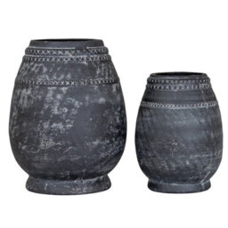 Hill Interiors Etched Collection Tall Vase Black (32Cm X 25Cm X 25Cm) - thumbnail 4