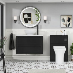 Royal Bathrooms Royal Bathroom Elmore 800mm Matt Nocturne Black Wall Mounted Bathroom Vanity Unit 2 Drawer Plain White Worktop With Breeze Basin - thumbnail 5
