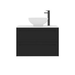 Royal Bathrooms Royal Bathroom Elmore 800mm Matt Nocturne Black Wall Mounted Bathroom Vanity Unit 2 Drawer Plain White Worktop With Breeze Basin - thumbnail 7