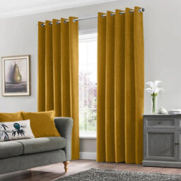 Moonlight Bedding Velvet Ring Top Curtains- Fully Lined Dim Out Blackout Pair, Ultra Soft Thermal Curtains (Ochre, 90 X 90 Inch) - thumbnail 8