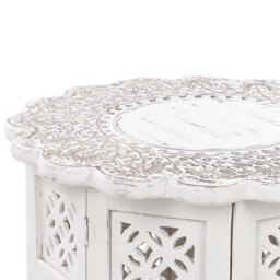 Beliani Co Side Table, Carved Off-White Finish, Compact Irregular Shape, 44 X 44 X 46 Cm - thumbnail 3