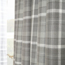OHS Woven Check Print Pair Of Curtains, Charcoal - 66 X 90 - thumbnail 3