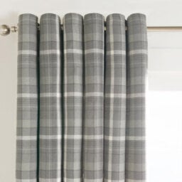 OHS Woven Check Print Pair Of Curtains, Charcoal - 66 X 90 - thumbnail 2