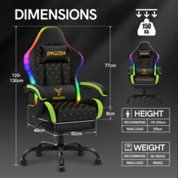Onemill Gaming Chair With Led Lights,ergonomic Racing Style Recliner With Lumbar Support, Footrest - thumbnail 2