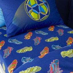Catherine Lansfield Bright Football Fitted Sheet Navy Blue - thumbnail 1
