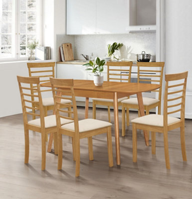 Hallowood Furniture Aston Butterfly Extending Table With 6 Light Oak Ledbury Chairs - image 1