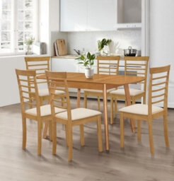Hallowood Furniture Aston Butterfly Extending Table With 6 Light Oak Ledbury Chairs - thumbnail 1