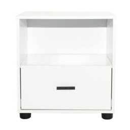Urbn-Living Urbnliving Height 43Cm 1 Drawer Wooden Bedside Table Cabinet White Bedroom Furniture Storage Nightstand - thumbnail 6