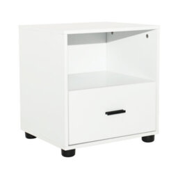 Urbn-Living Urbnliving Height 43Cm 1 Drawer Wooden Bedside Table Cabinet White Bedroom Furniture Storage Nightstand - thumbnail 2