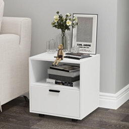 Urbn-Living Urbnliving Height 43Cm 1 Drawer Wooden Bedside Table Cabinet White Bedroom Furniture Storage Nightstand - thumbnail 4
