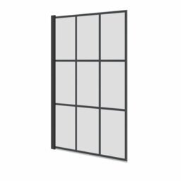 Rinse bathrooms Rinse Single Ended 1700X700mm Bath + Gloss Grey Front Wood Bath Panel + Black Grid Square Bath Screen - thumbnail 7