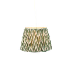 Loops Stylish Brushed Aged Brass Pendant Light With Cotswold Green Shade