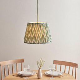 Loops Stylish Brushed Aged Brass Pendant Light With Cotswold Green Shade - thumbnail 2