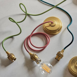 Loops Stylish Brushed Aged Brass Pendant Light With Cotswold Green Shade - thumbnail 5