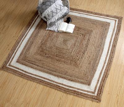 Second Nature Online Khidakee Square Border Natural Rug Hand Woven Jute / 150 Cm X 150 Cm - image 1