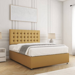 Bsspoke Isla Divan Bed Set Mustard Plush Velvet With 24Inch Headboard & No Mattress No Drawers In Single Double King 4Ft 6Ft - thumbnail 3