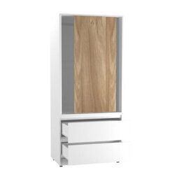 Urbn-Living Urbnliving 2 Sliding Doors Wardrobe 2 Drawer Bedroom Clothes Hanging Rail White Carcass With Oak Doors Storage Cupboard - thumbnail 6