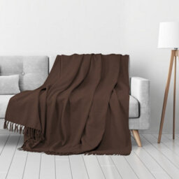 Ehc Waffle Cotton Woven Large Sofa Throw 2 Seater Chair/ Sofa/ Bed 178 X 254 Cm, Chocolate - thumbnail 3