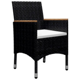 Berkfield 9 Piece Garden Dining Set Poly Rattan And Tempered Glass Black - thumbnail 4