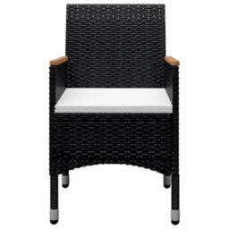 Berkfield 9 Piece Garden Dining Set Poly Rattan And Tempered Glass Black - thumbnail 5