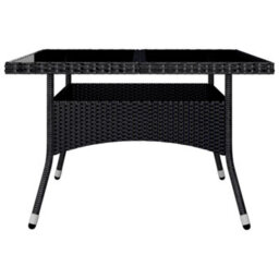 Berkfield 9 Piece Garden Dining Set Poly Rattan And Tempered Glass Black - thumbnail 8
