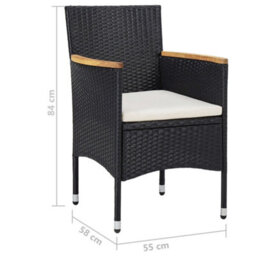 Berkfield 9 Piece Garden Dining Set Poly Rattan And Tempered Glass Black - thumbnail 9
