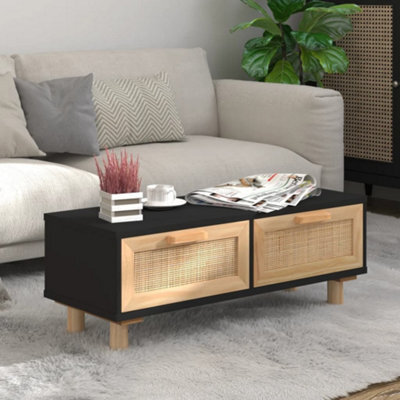 Berkfield Coffee Table Black 80X40X30 Cm Engineered Wood&solid Wood Pine - image 1