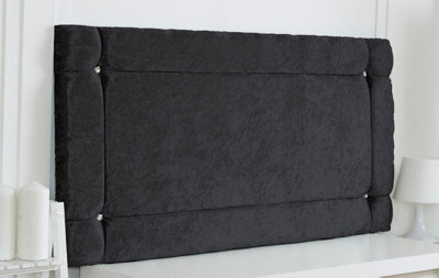 "Adore Designs Italia Crushed Velvet 4Ft Small Double 20"" Headboard -  Black"