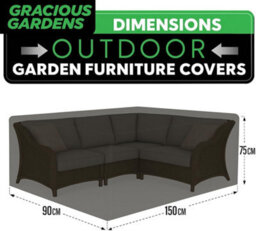 Gracious Gardens Rectangular 150X90X75Cm Outdoor Patio Waterproof Garden Furniture Cover, Weatherproof Rattan Sofa Protector - thumbnail 2