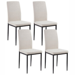 Beliani Set Of 4 Dining Chairs Riner Fabric Light Beige - thumbnail 1