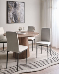 Beliani Set Of 4 Dining Chairs Riner Fabric Light Beige - thumbnail 2