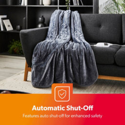 Geepas Grey Fleece Electric Heated Throw Blanket 9 Heat Timer - King And Double Size Options - thumbnail 7
