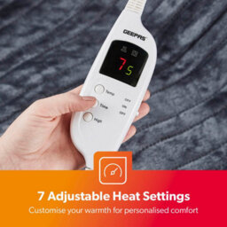 Geepas Grey Fleece Electric Heated Throw Blanket 9 Heat Timer - King And Double Size Options - thumbnail 4