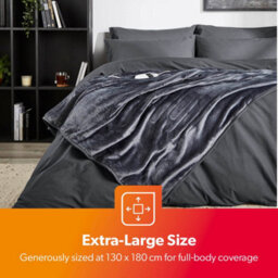 Geepas Grey Fleece Electric Heated Throw Blanket 9 Heat Timer - King And Double Size Options - thumbnail 6