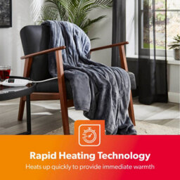 Geepas Grey Fleece Electric Heated Throw Blanket 9 Heat Timer - King And Double Size Options - thumbnail 5