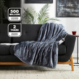 Geepas Grey Fleece Electric Heated Throw Blanket 9 Heat Timer - King And Double Size Options - thumbnail 2
