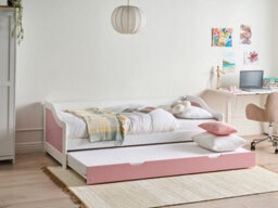 Beliani Trundle Bed Pine Wood Luneray 90 X 200 Cm (Eu Single) Pink - thumbnail 2