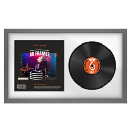 "30X17"" Dark Grey Modern Vinyl Record Frame With White Mount For 12 Inch Lp Album Cover & Disc - Ak Frames"