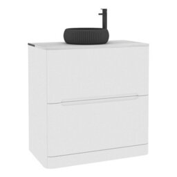 Royal Bathrooms Venice 800mm Gloss White Freestanding Bathroom Countertop Vanity Unit 2 Drawer With Milan Black Basin - thumbnail 7