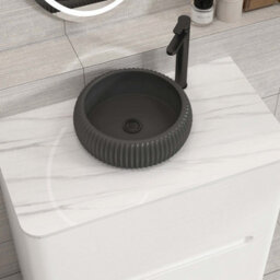 Royal Bathrooms Venice 800mm Gloss White Freestanding Bathroom Countertop Vanity Unit 2 Drawer With Milan Black Basin - thumbnail 6